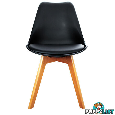 Set of 2 Dining Chair PU Leather Seat Black