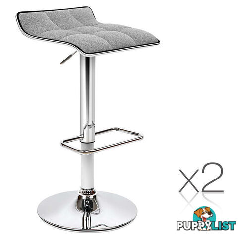 Set of 2 Fabric Bar Stools - Grey