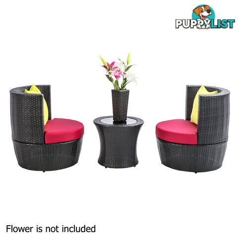 Stackable 4 pcs Black Wicker Rattan 2 Seater Outdoor Furniture Set Grey