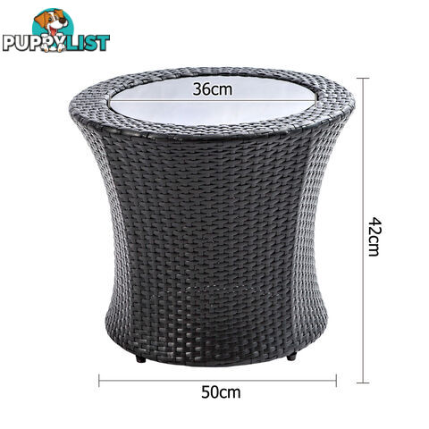 Stackable 4 pcs Black Wicker Rattan 2 Seater Outdoor Furniture Set Grey