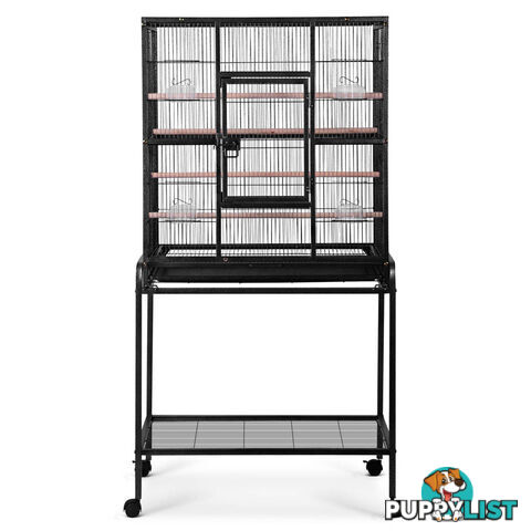 Pet Parrot Aviary Bird Cage w/ Wheels Stand 160cm Black