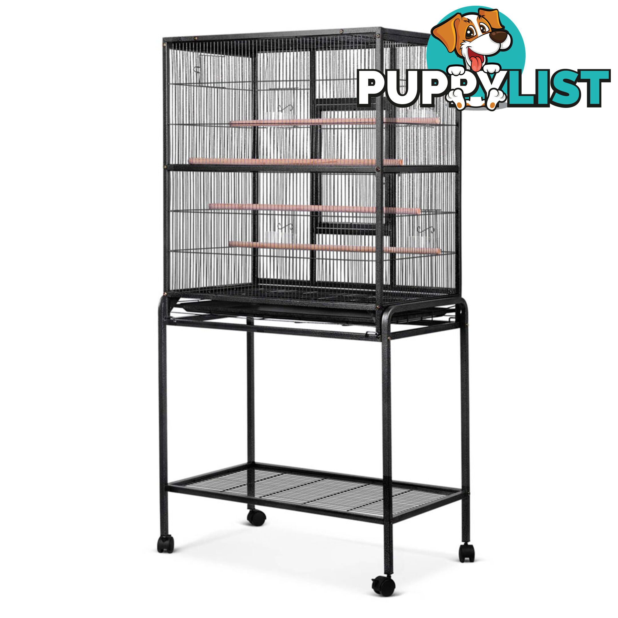 Pet Parrot Aviary Bird Cage w/ Wheels Stand 160cm Black