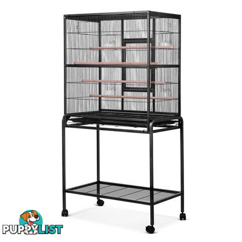 Pet Parrot Aviary Bird Cage w/ Wheels Stand 160cm Black