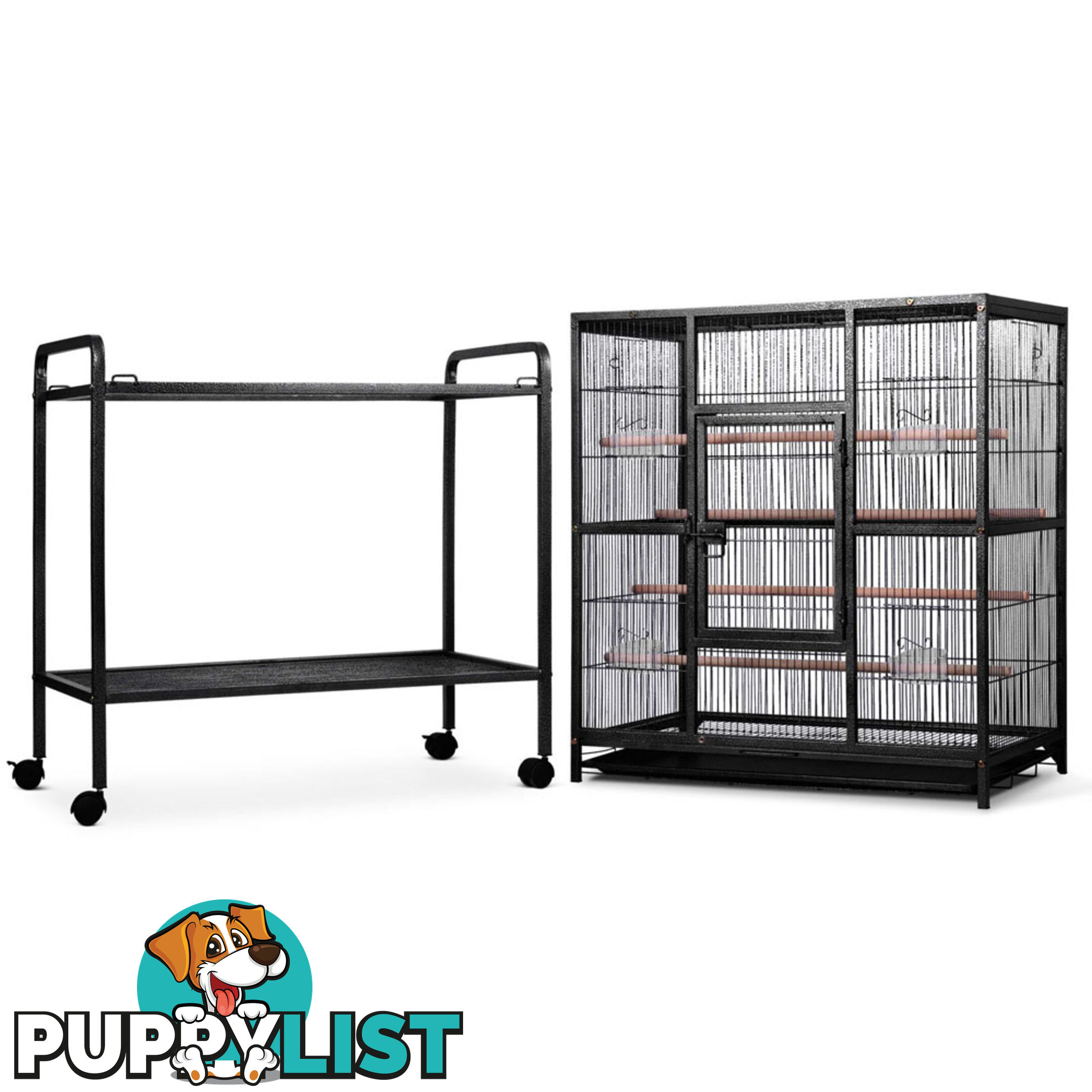 Pet Parrot Aviary Bird Cage w/ Wheels Stand 160cm Black