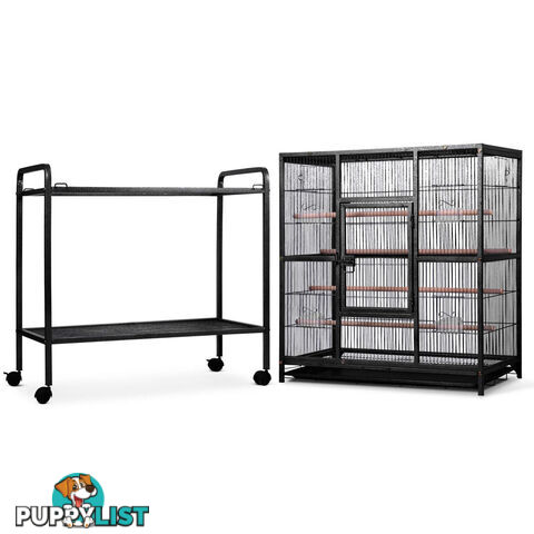 Pet Parrot Aviary Bird Cage w/ Wheels Stand 160cm Black