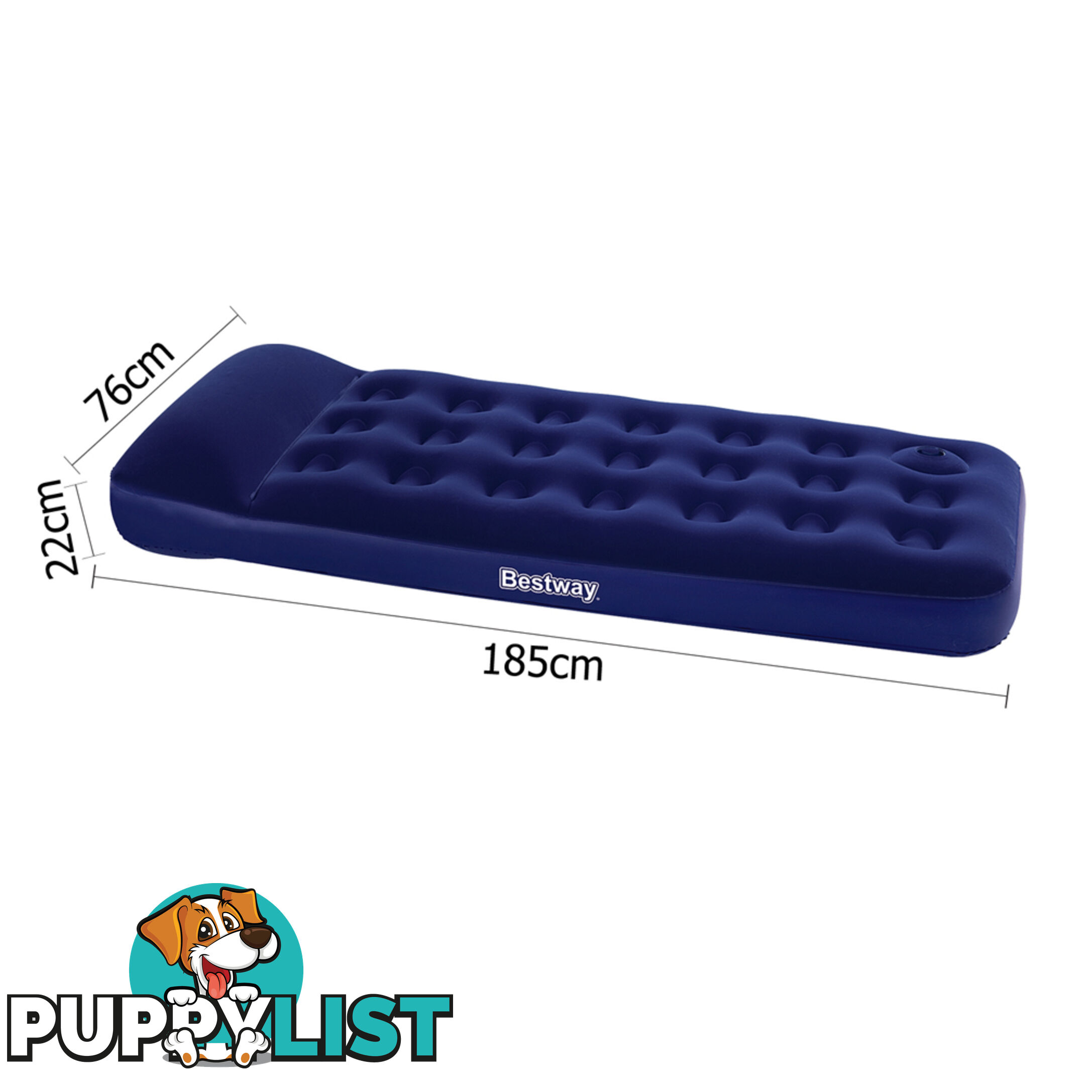 Bestway Single Inflatable Air Mattress Bed w/ Built-in Foot Pump Blue