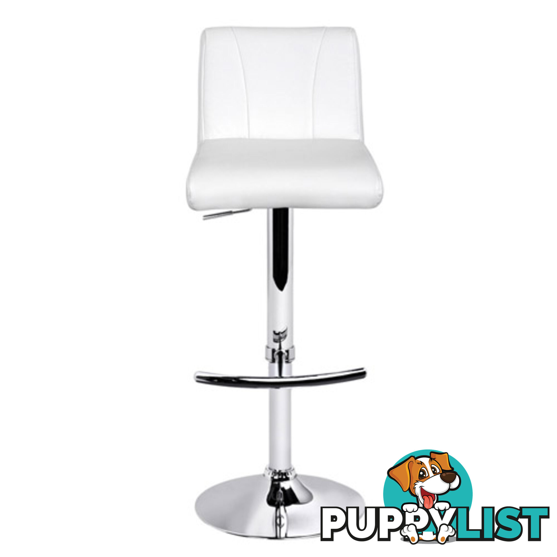 Set of 2 PU Leather Kitchen Bar Stool White