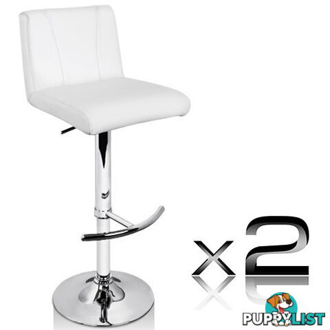 Set of 2 PU Leather Kitchen Bar Stool White