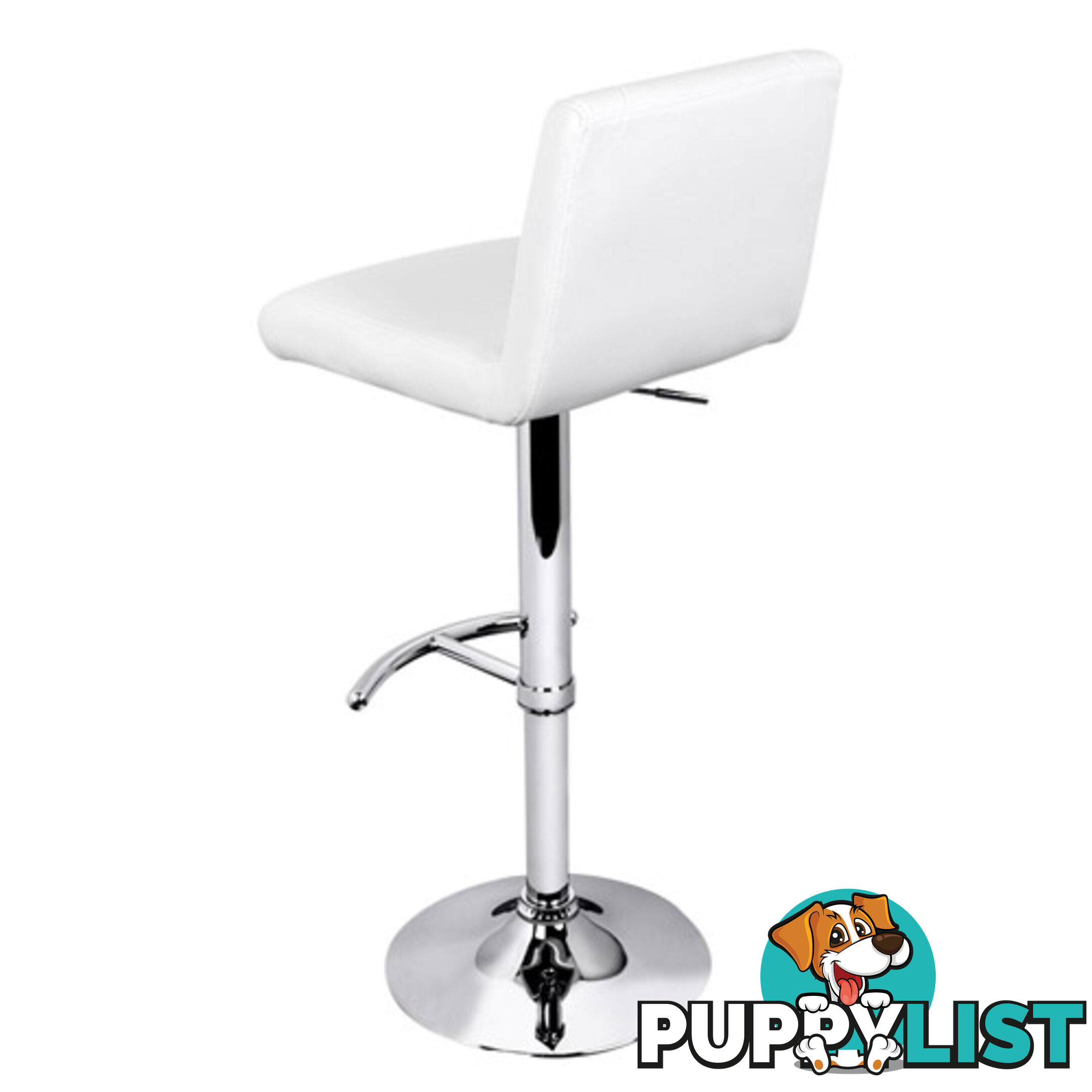 Set of 2 PU Leather Kitchen Bar Stool White