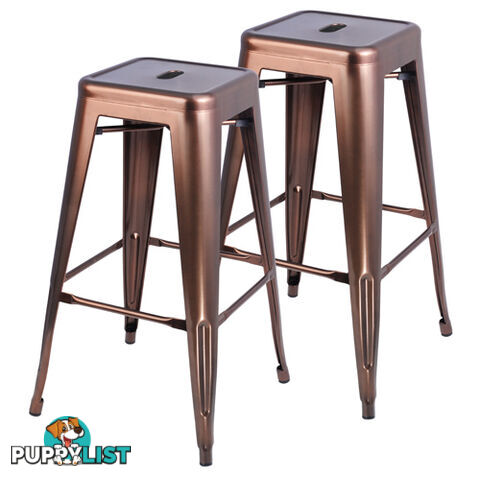 Set of 2 Steel Kitchen Bar Stool 76cm Bronze