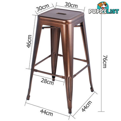 Set of 2 Steel Kitchen Bar Stool 76cm Bronze