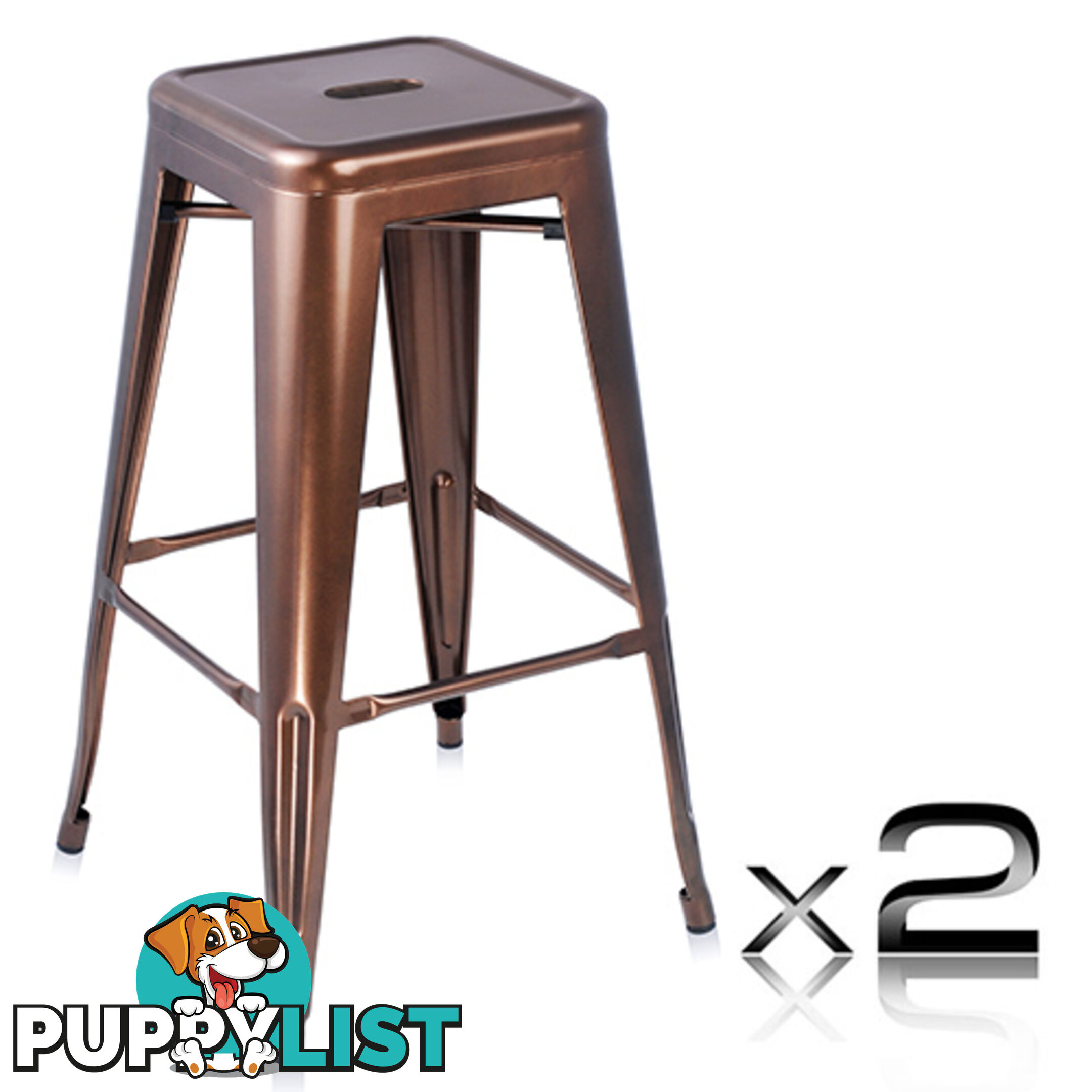 Set of 2 Steel Kitchen Bar Stool 76cm Bronze