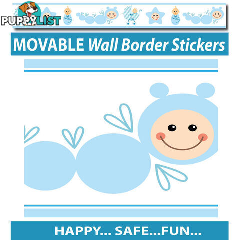 Blue Baby Caterpillar Wall Border Stickers - Totally Movable