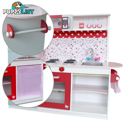 Children Wooden Kitchen Play Set w/ Fridge Pink