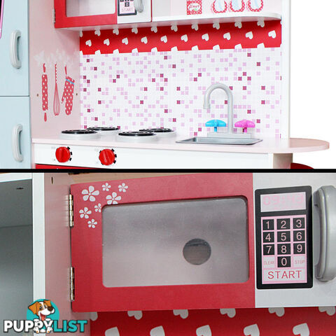 Children Wooden Kitchen Play Set w/ Fridge Pink