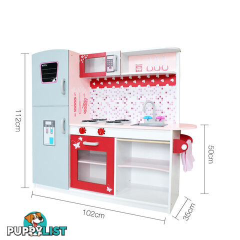 Children Wooden Kitchen Play Set w/ Fridge Pink