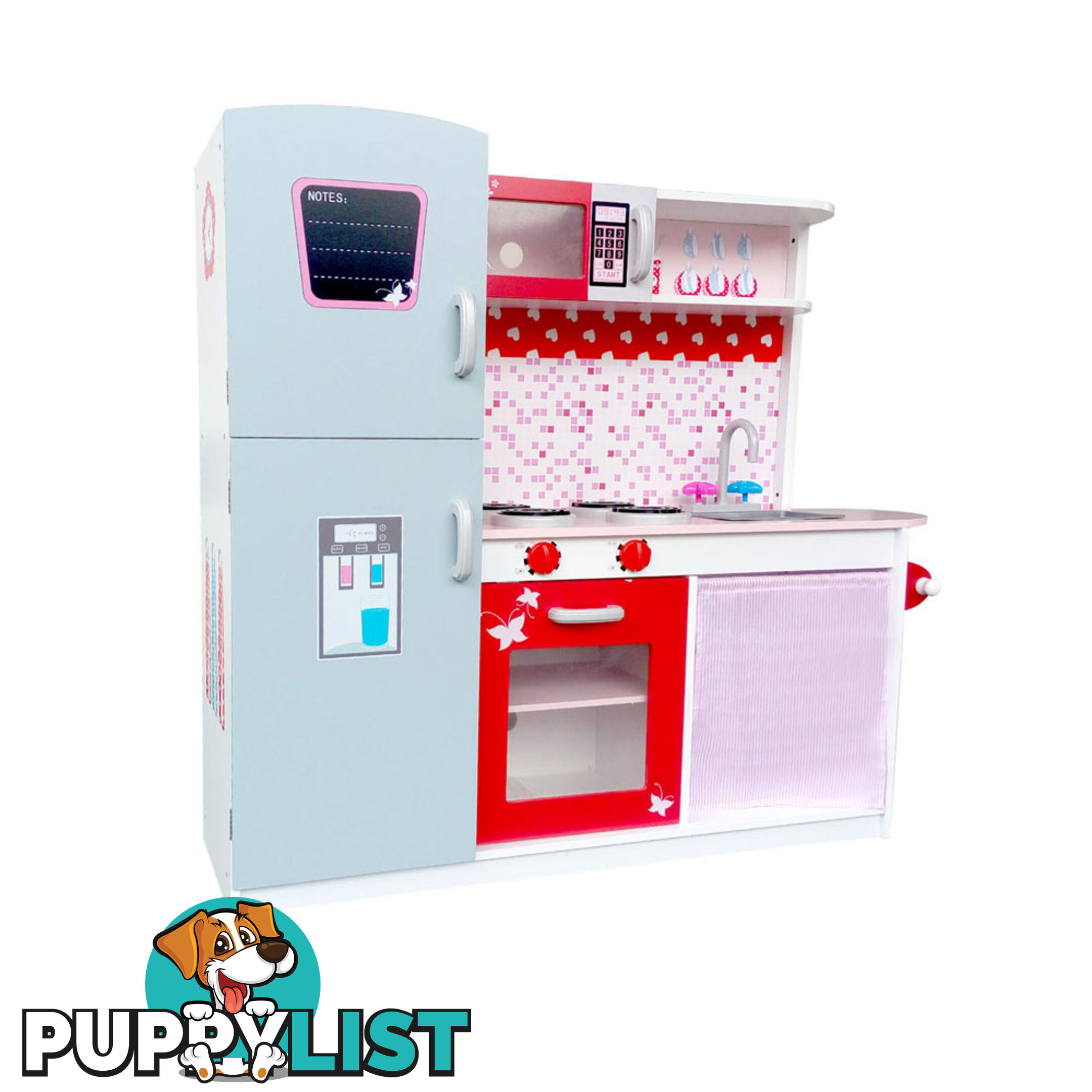 Children Wooden Kitchen Play Set w/ Fridge Pink