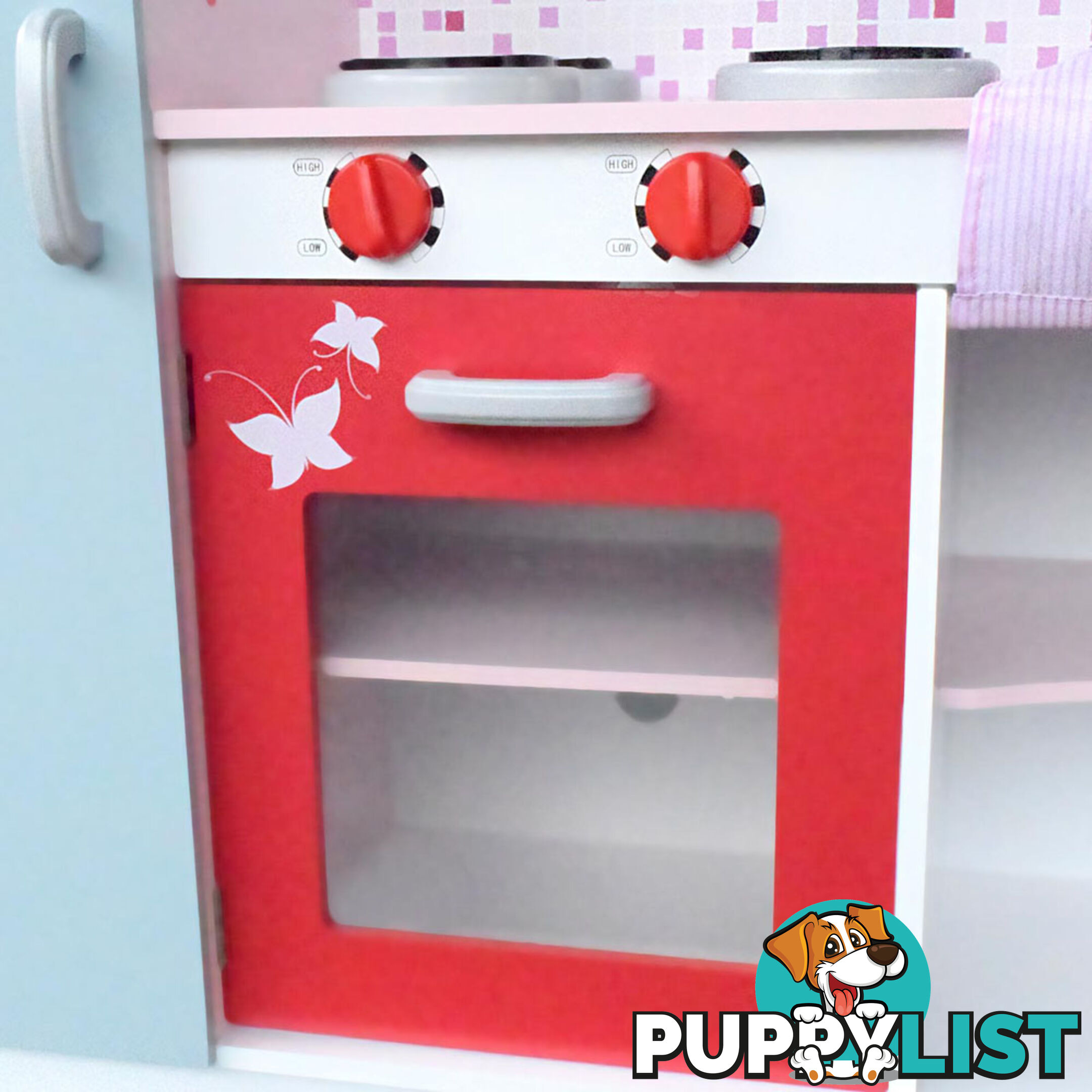 Children Wooden Kitchen Play Set w/ Fridge Pink