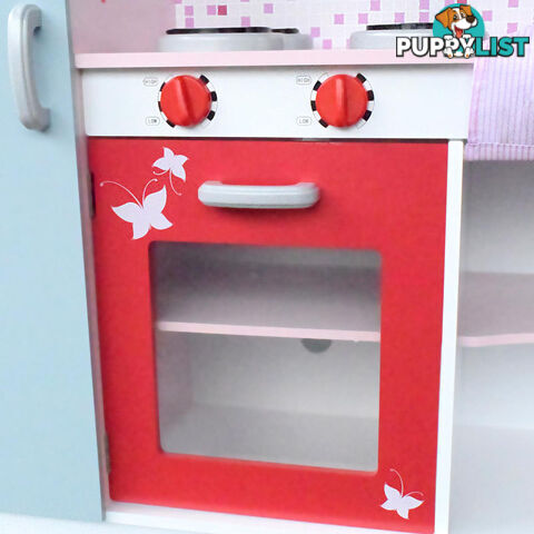 Children Wooden Kitchen Play Set w/ Fridge Pink