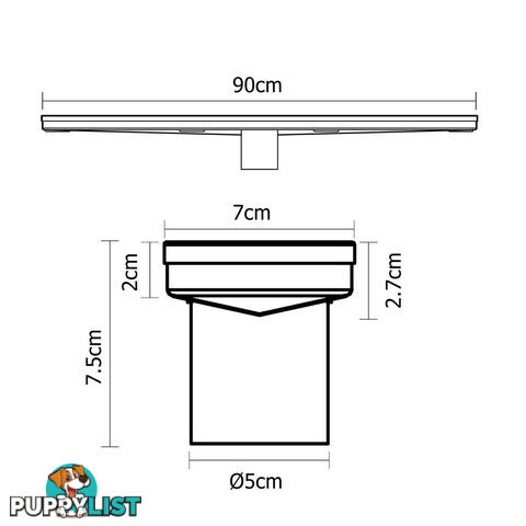 Square Stainless Steel Shower Grate Drain Floor Bathroom 900mm