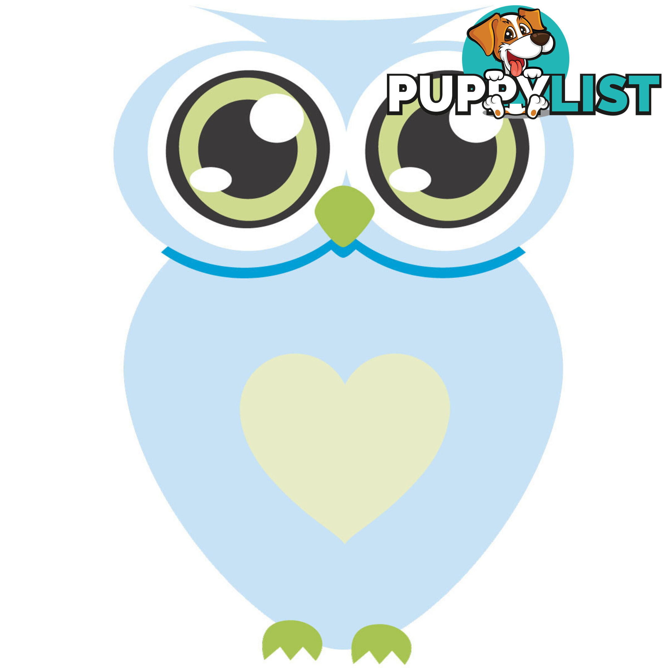 Blue owl with big eyes Wall Stickers - Totally Movable