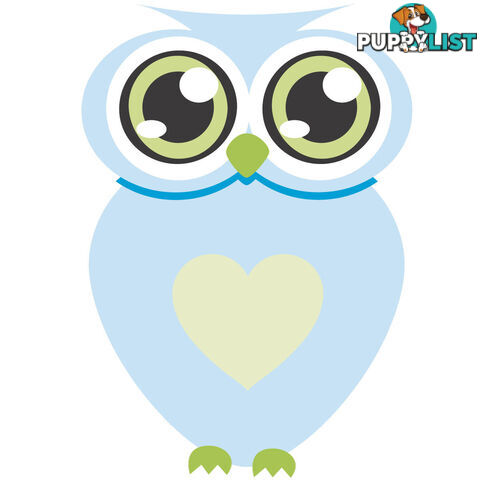 Blue owl with big eyes Wall Stickers - Totally Movable