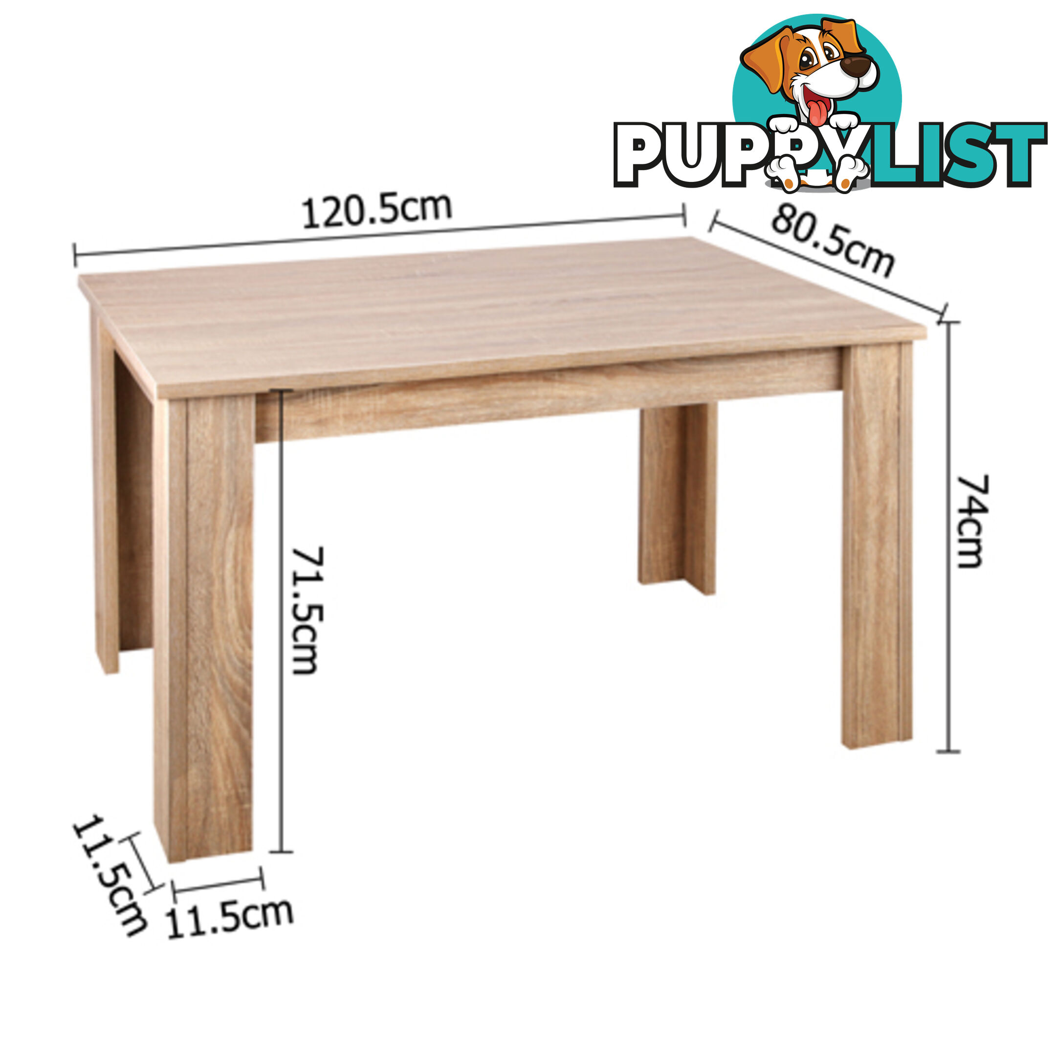 Rectangular 4 Seater Dining Table Natural Wood