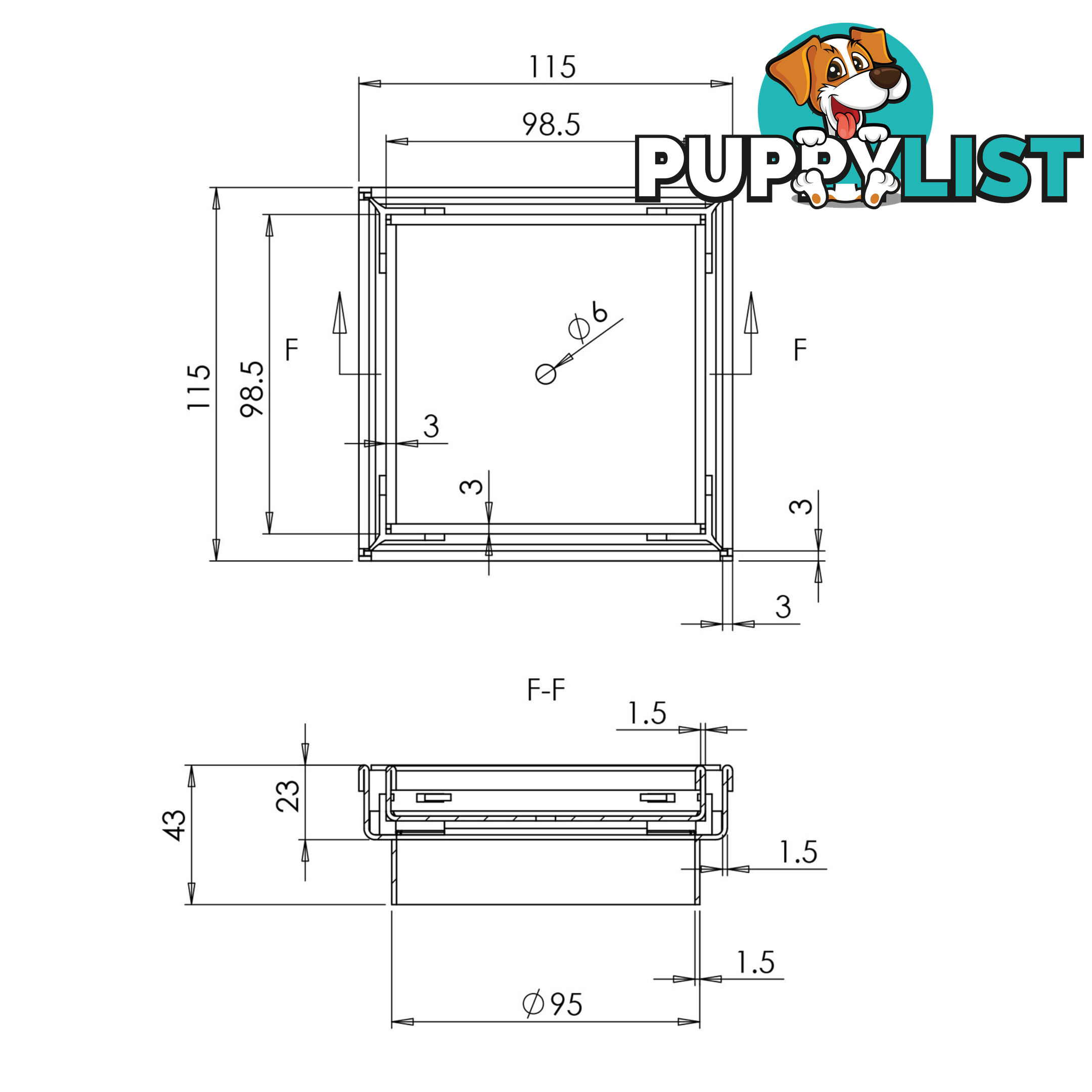 Square Stainless Steel Shower Grate Drain Floor Bathroom 95mm Depth