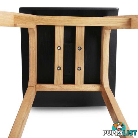 Set of 2 Oak Wood Bar Stools - Black