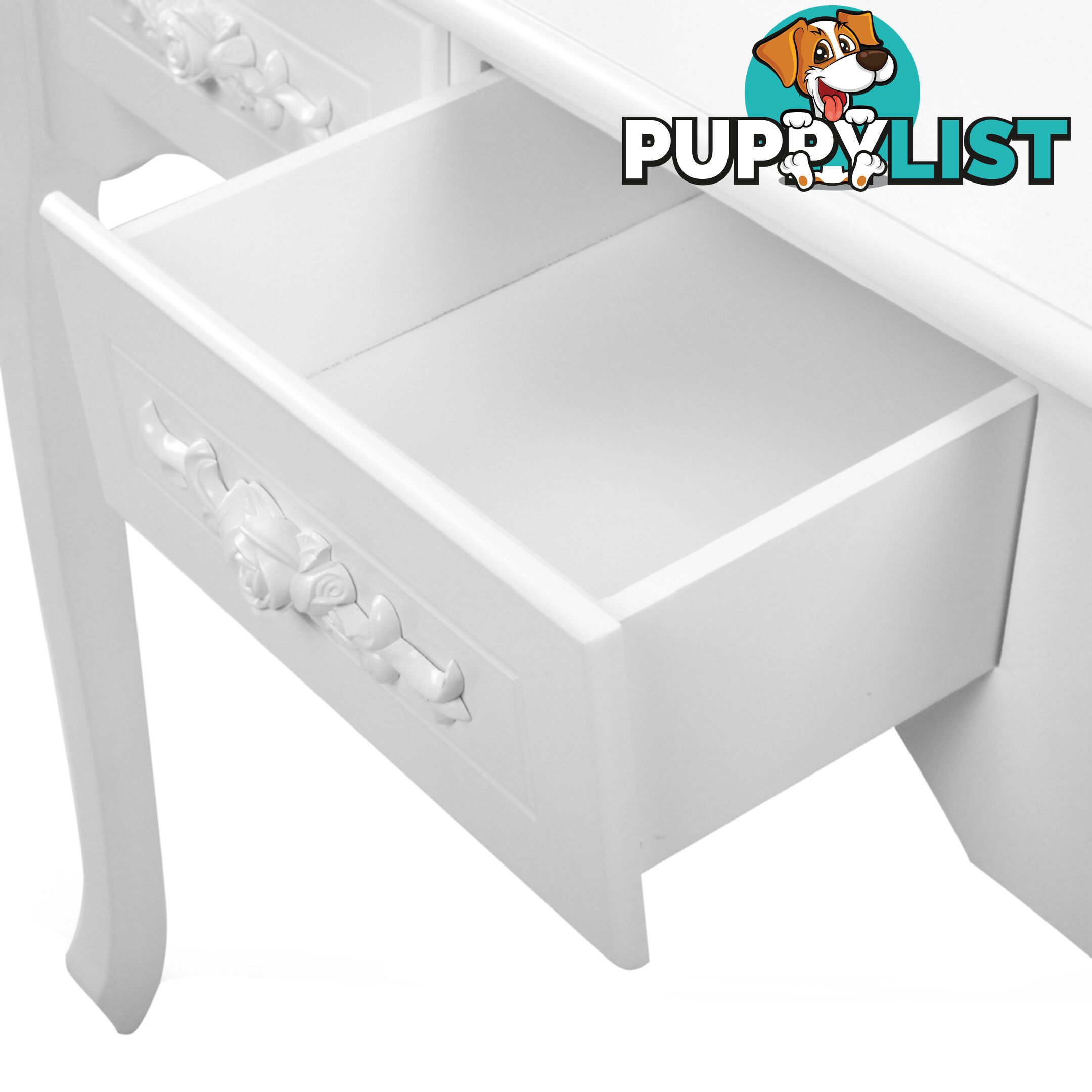 4 Drawer Dressing Table w/ Mirror White