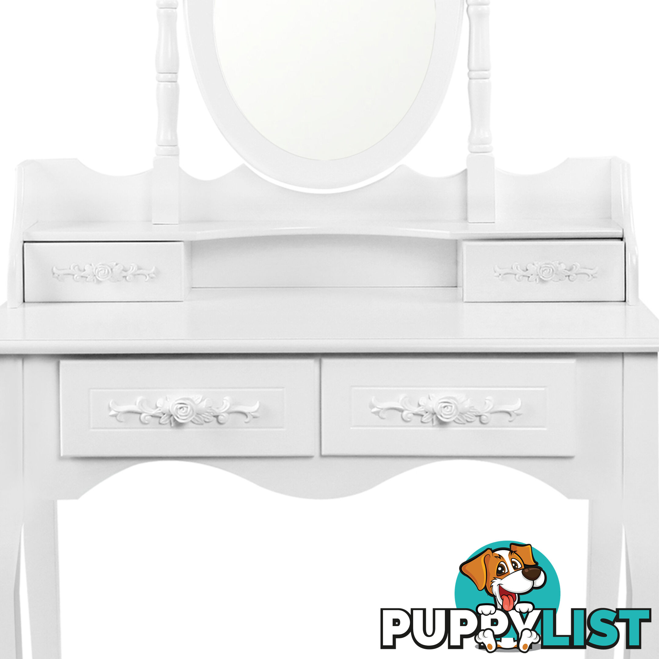 4 Drawer Dressing Table w/ Mirror White