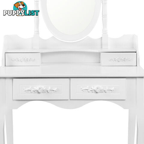 4 Drawer Dressing Table w/ Mirror White