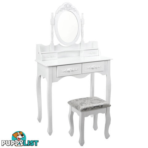 4 Drawer Dressing Table w/ Mirror White