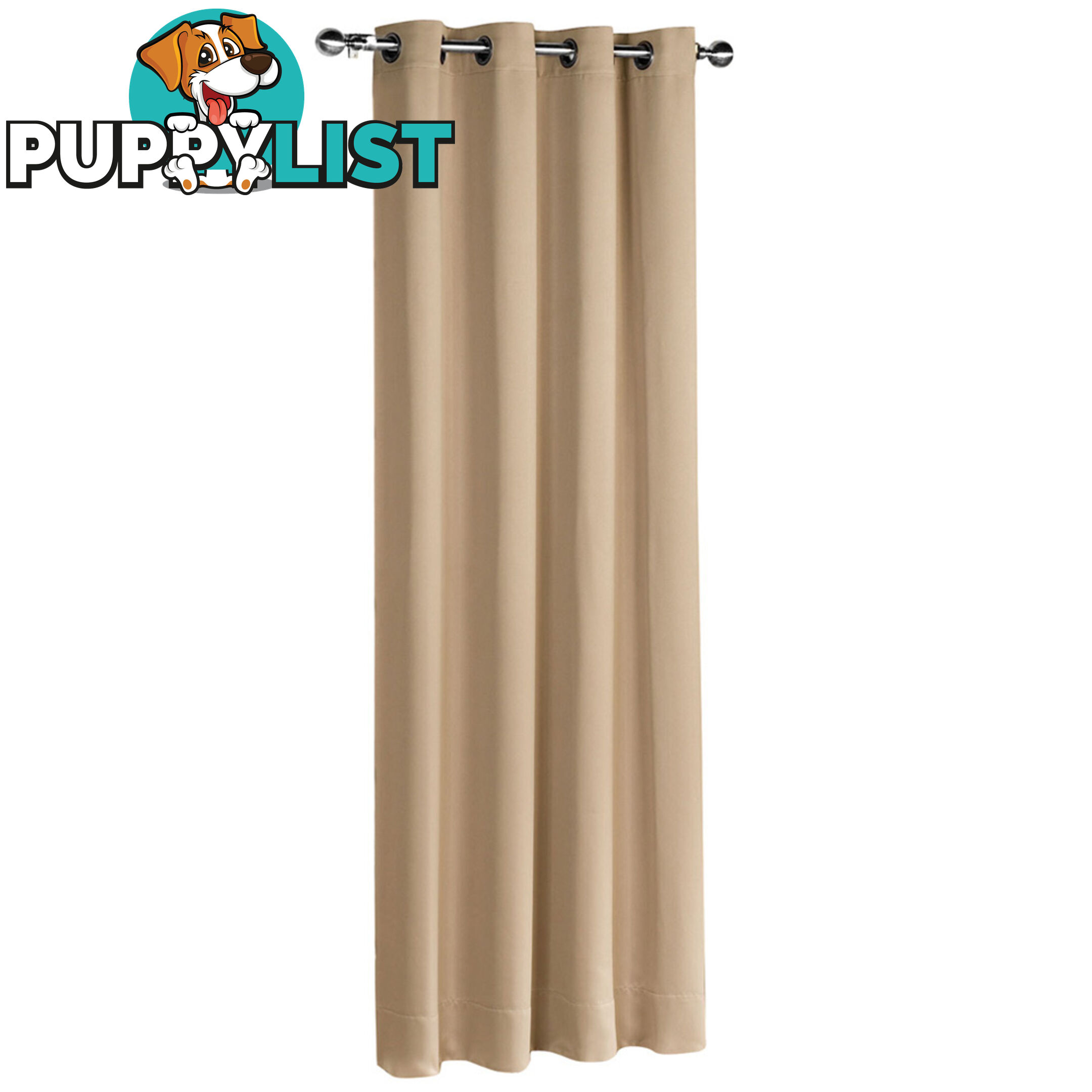 ArtQueen 3 Pass Eyelet Blockout Curtain Latte 180cm