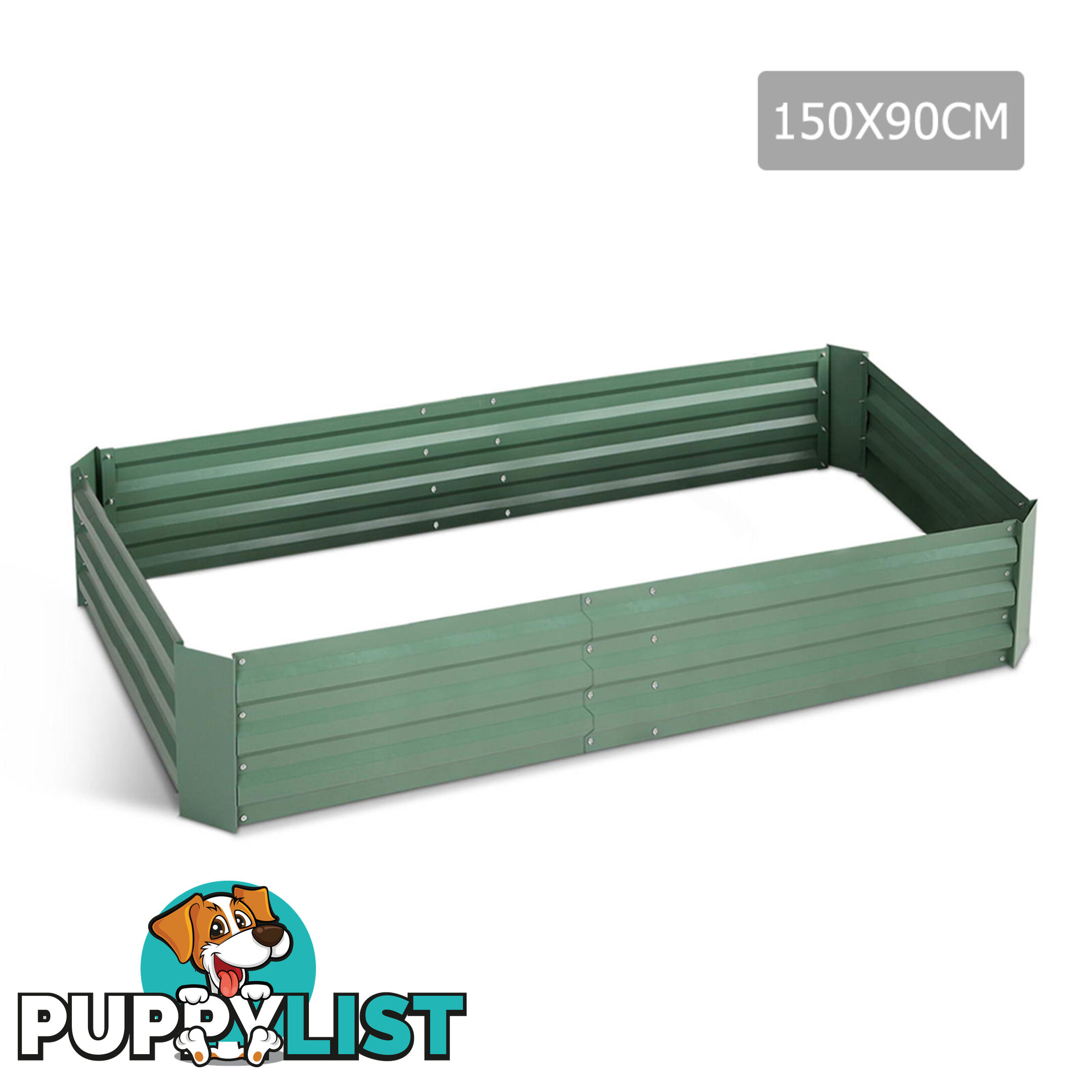 Galvanised Raised Garden Bed - 150 x 90 x 30cm - Green