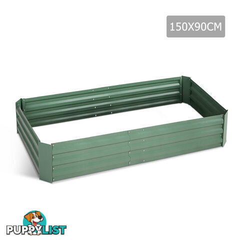 Galvanised Raised Garden Bed - 150 x 90 x 30cm - Green