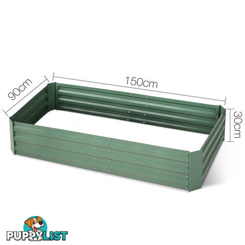 Galvanised Raised Garden Bed - 150 x 90 x 30cm - Green