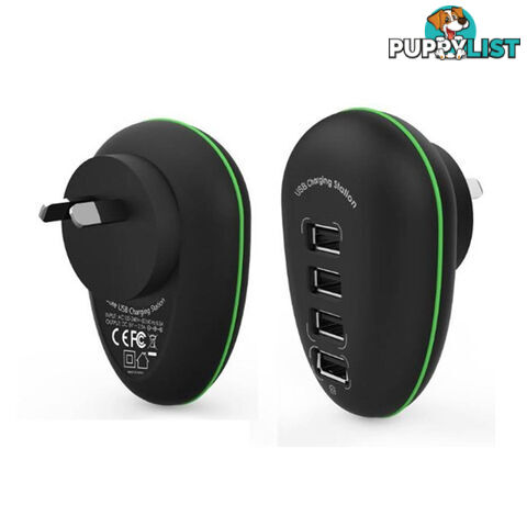 Portable 4 Port USB Charge Station including a 2.4A Fast-charging Port