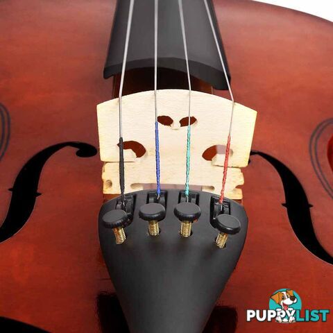 Full Size 4/4 Natural Wooden Beginner Violin Set Brown