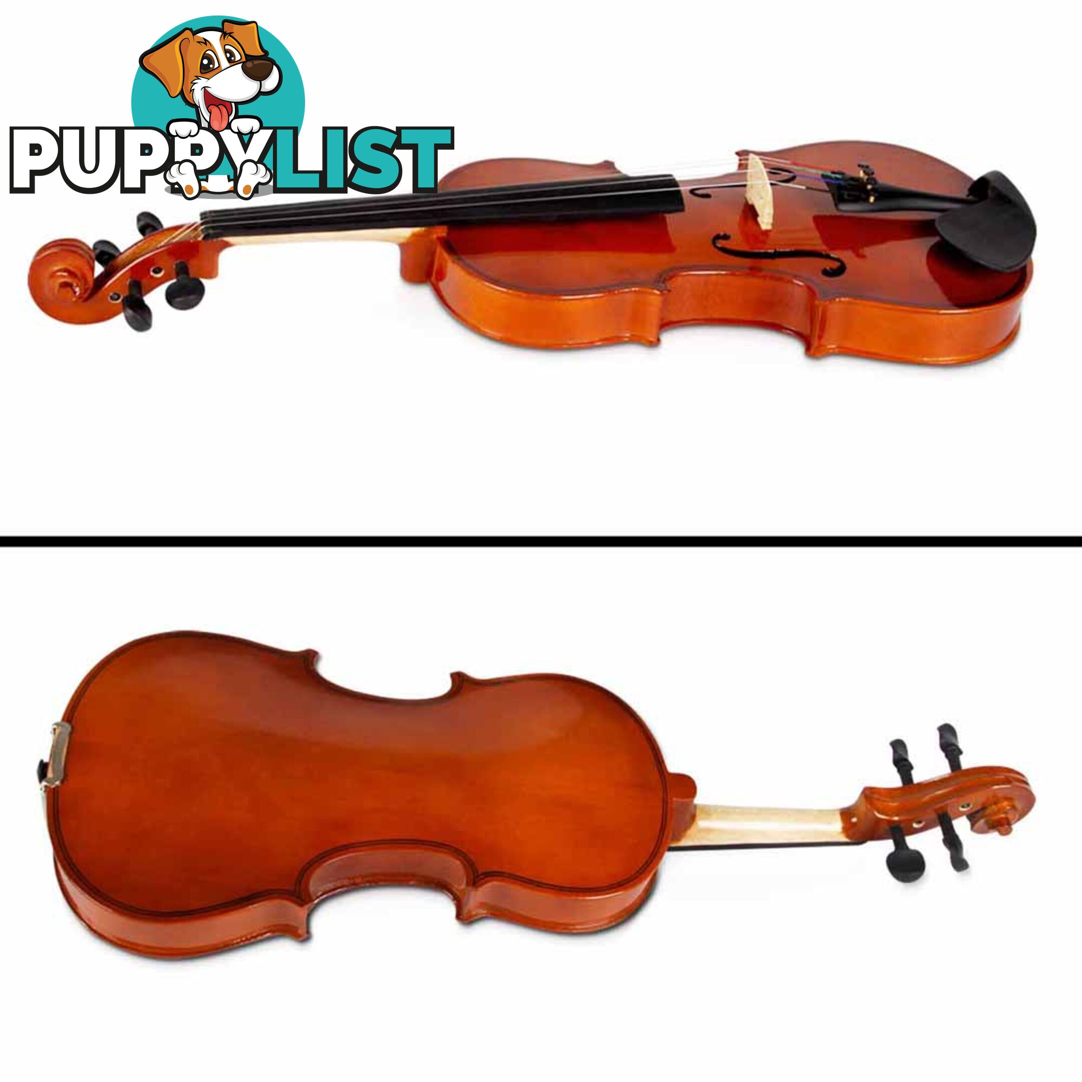 Full Size 4/4 Natural Wooden Beginner Violin Set Brown