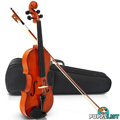 Full Size 4/4 Natural Wooden Beginner Violin Set Brown