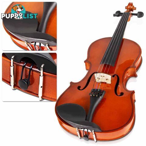 Full Size 4/4 Natural Wooden Beginner Violin Set Brown