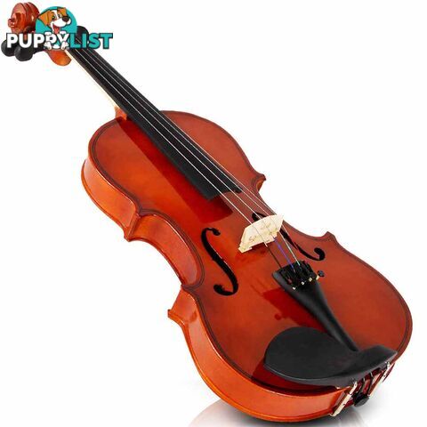 Full Size 4/4 Natural Wooden Beginner Violin Set Brown