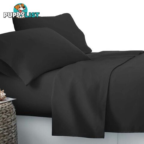 4 Piece Microfibre Sheet Set King _ÑÐ Black