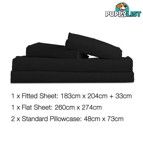 4 Piece Microfibre Sheet Set King _ÑÐ Black