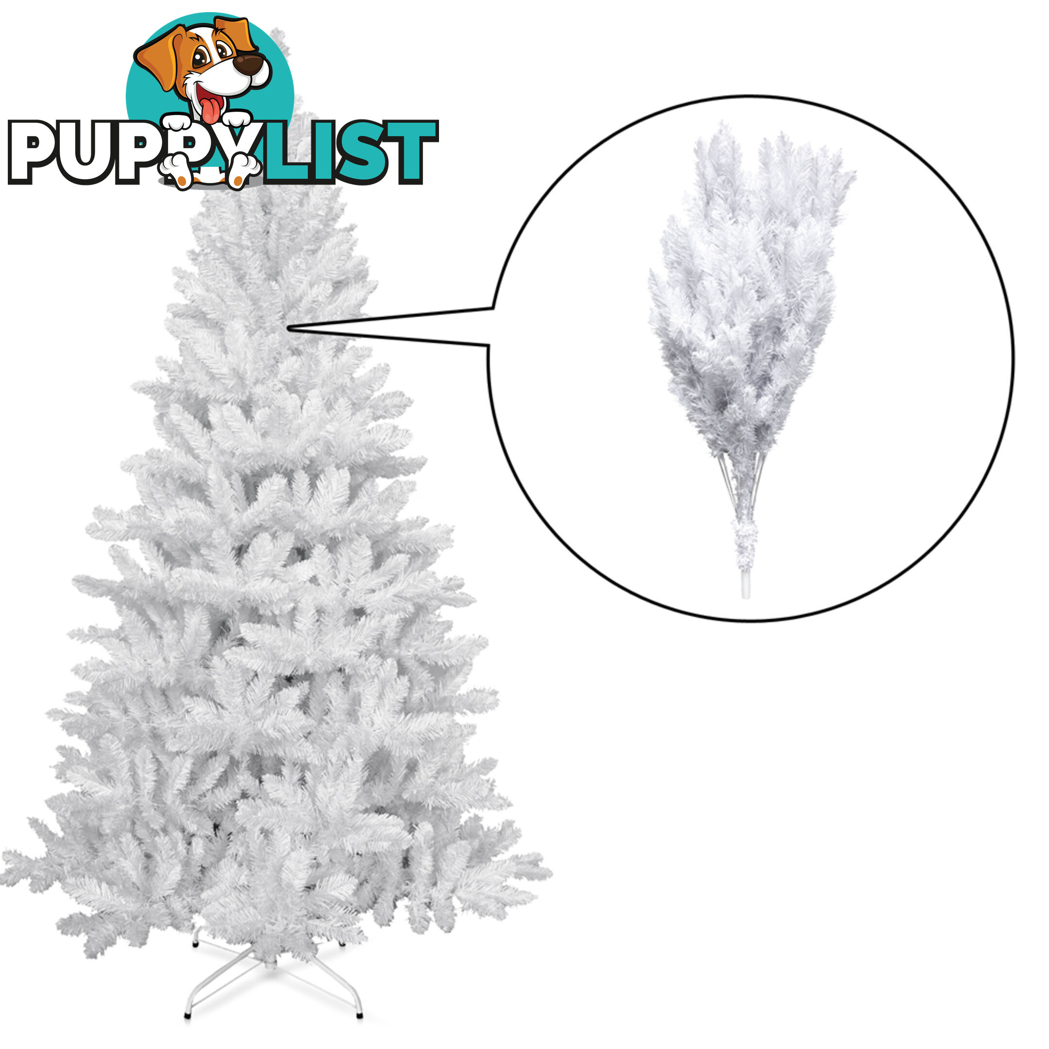 1.8M Christmas Tree With Decorations - White