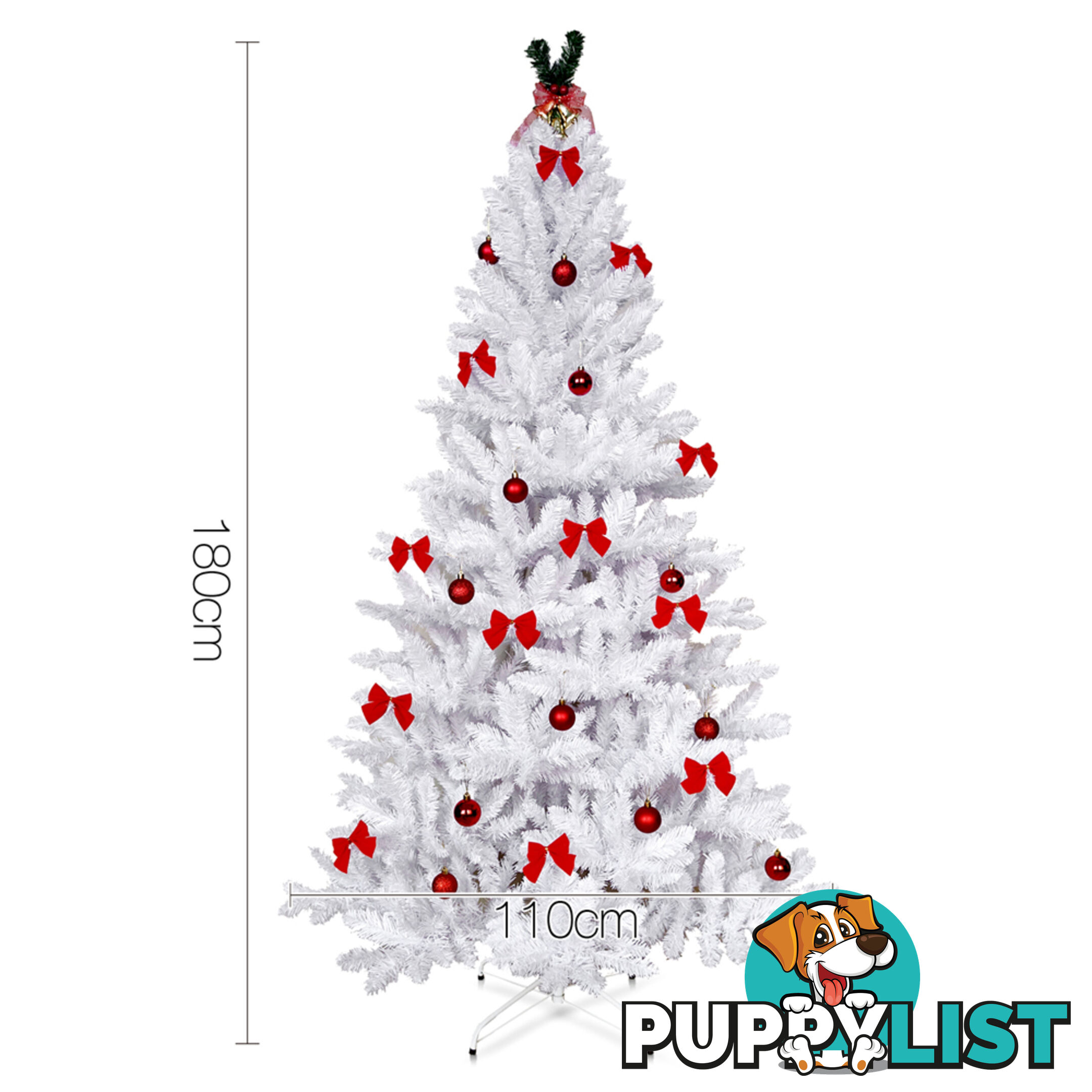 1.8M Christmas Tree With Decorations - White