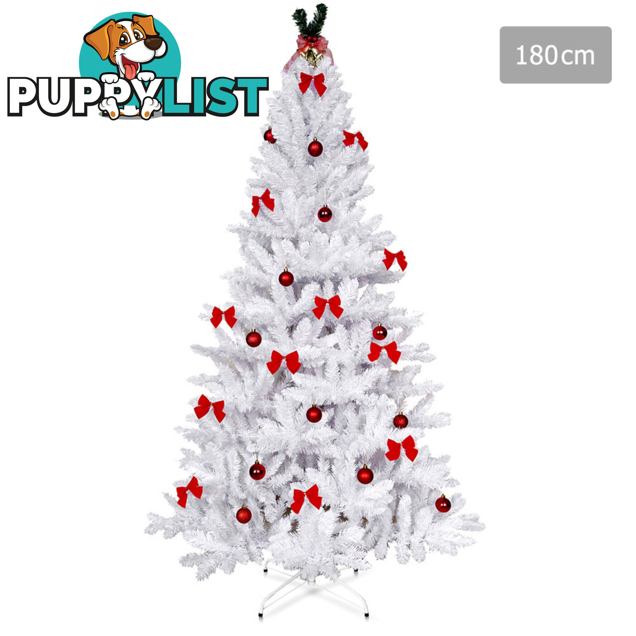 1.8M Christmas Tree With Decorations - White