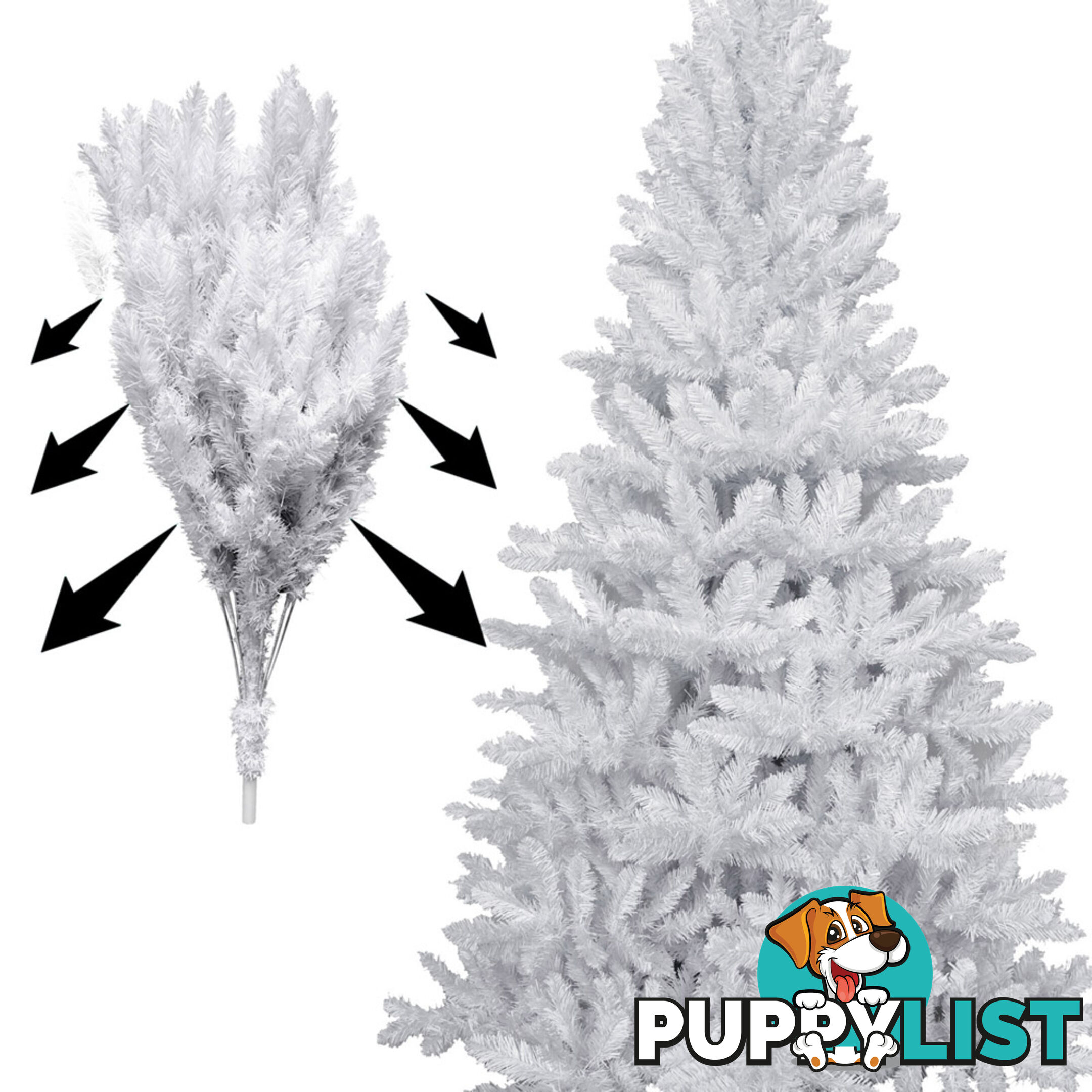 1.8M Christmas Tree With Decorations - White