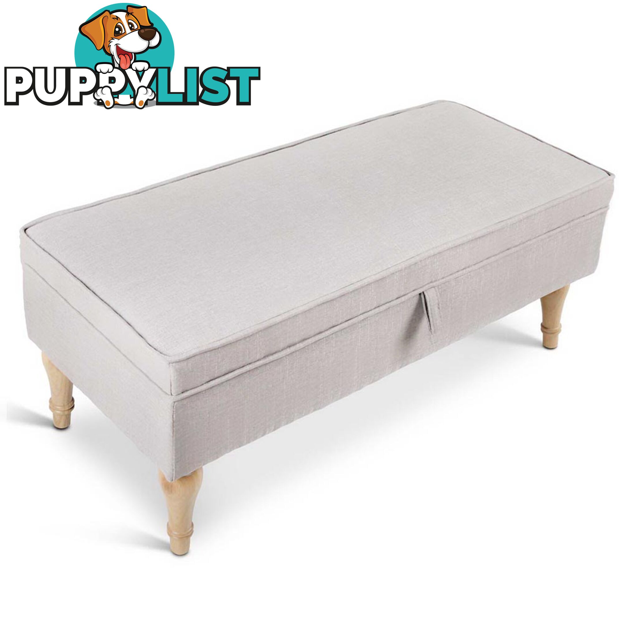 Linen Fabric Storage Ottoman _ÑÐ Beige